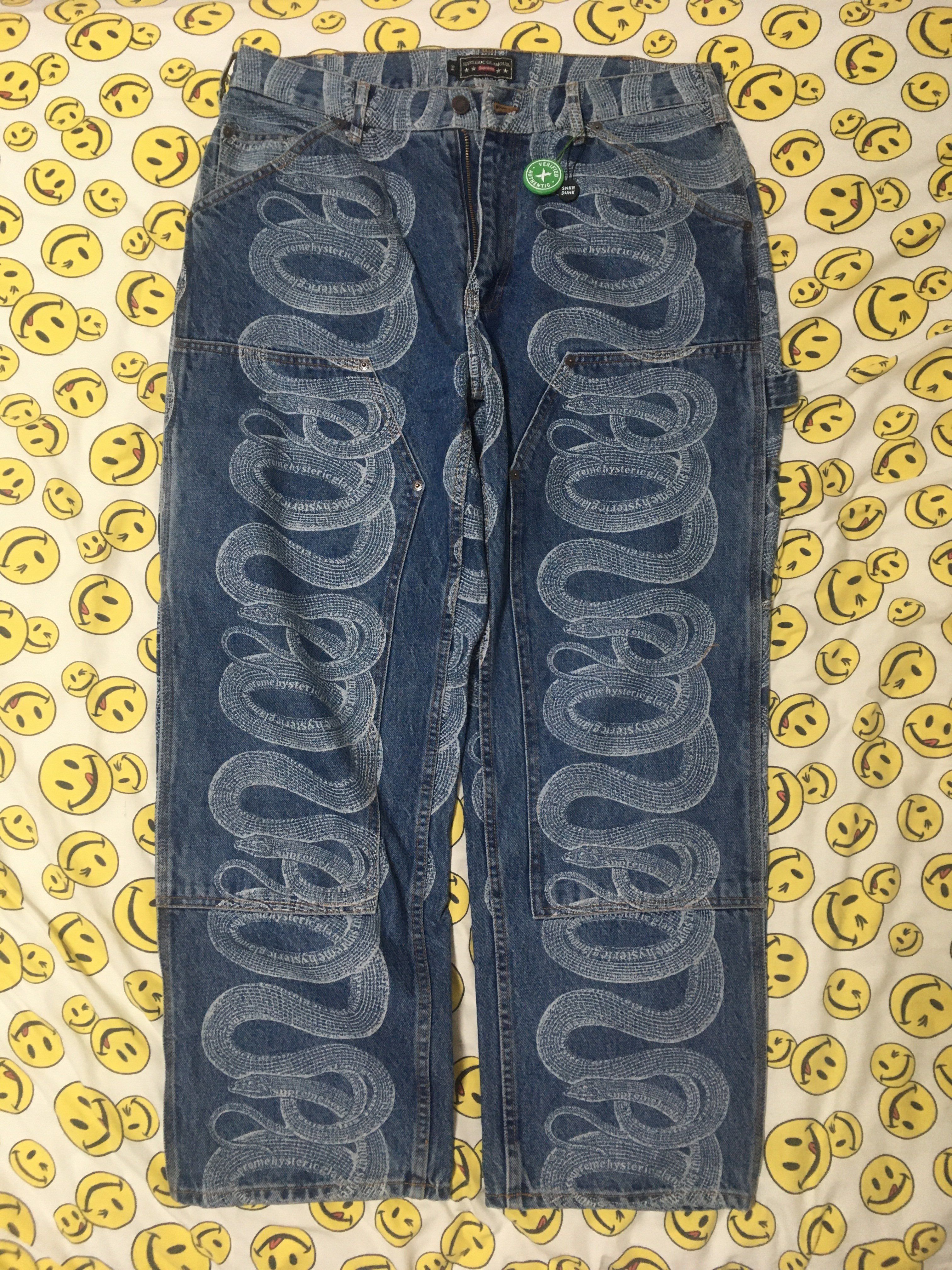 Supreme x HYSTERIC GLAMOUR Snake Double Knee Denim Painter Pant "Blue"