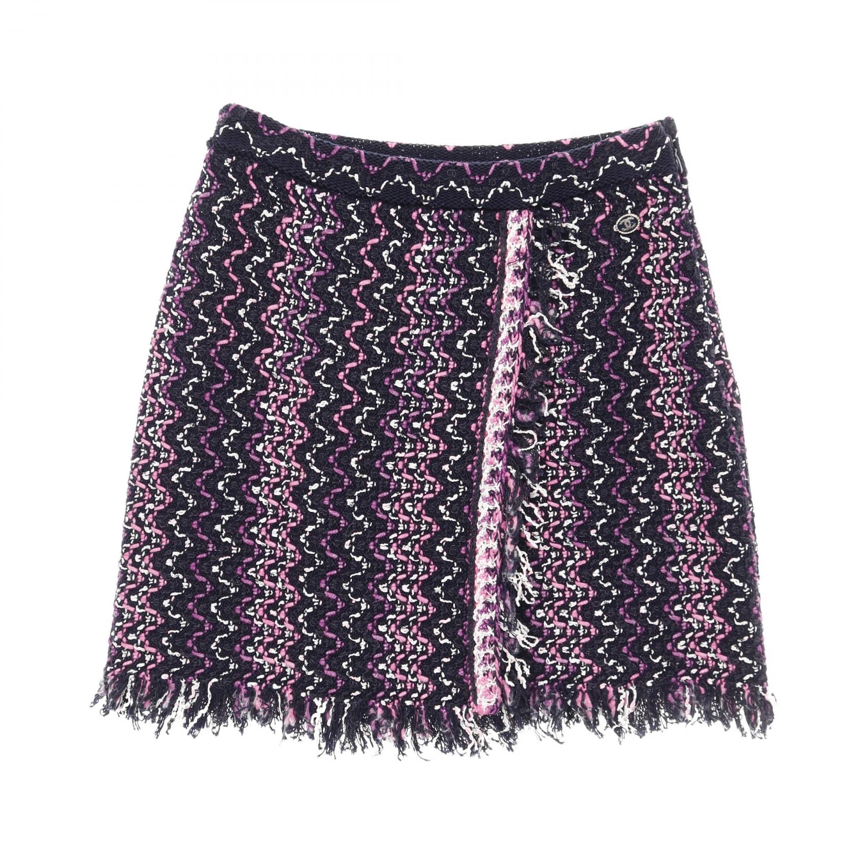 シャネル CHANEL ココマーク スカート 衣料品 ボトムス コットン ナイロン レディース ネイビー系 / マルチカラー P70448 【中古】