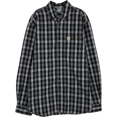 古着 カーハート Carhartt RELAXED FIT チェック柄 長袖 ボタンダウン ワークシャツ メンズM相当/eaa643473