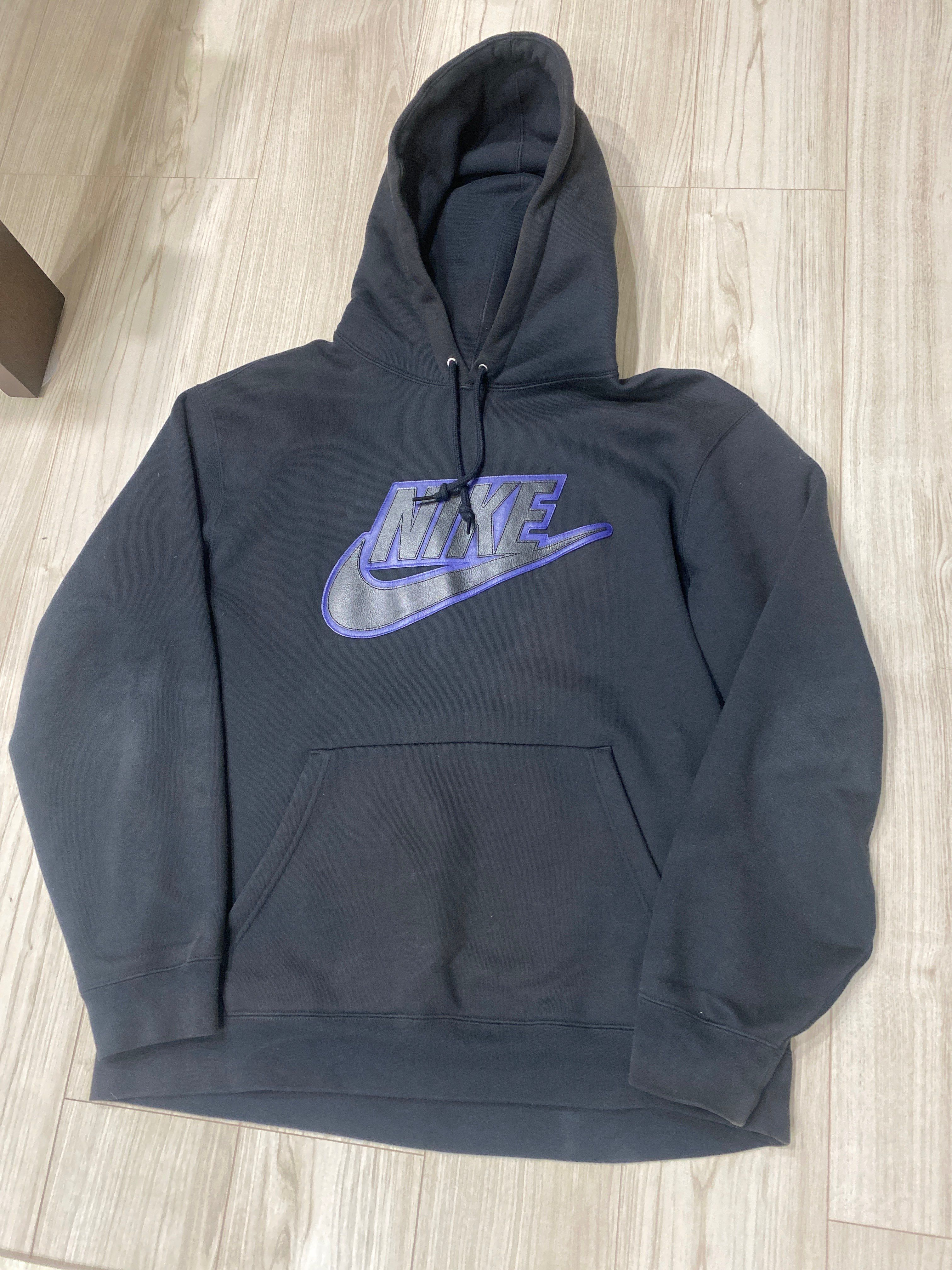 Supreme / Nike® Leather Appliqué Hooded Sweatshirt "Black"