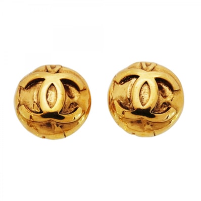 【6jdb0537-k】シャネル イヤリング ヴィンテージ ココマーク 丸型 サークル GPメッキ ゴールド【中古】レディース
