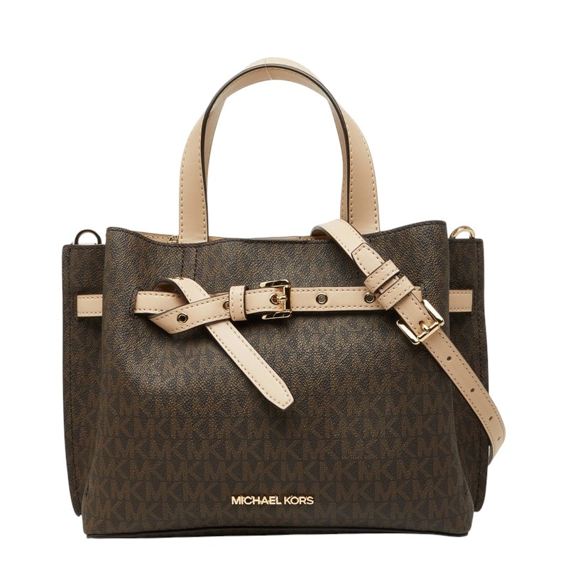 マイケルコース エミリア ハンドバッグ ショルダーバッグ 2WAY 35H0GU5S1B ブラウン ベージュ PVC レザー レディース Michael Kors 中古