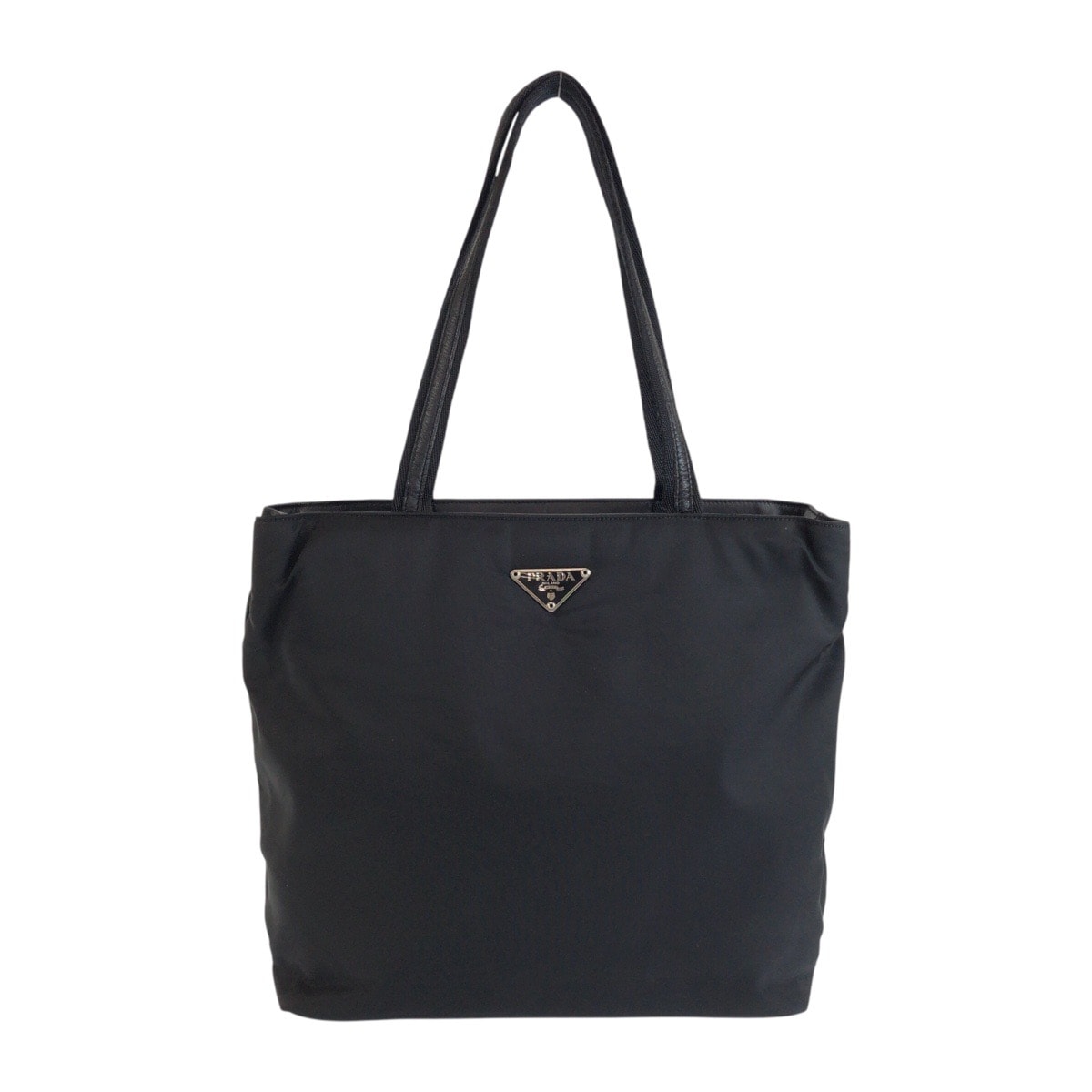 美品 PRADA プラダ テスート 三角ロゴプレート ブラック 黒 シルバー金具 ナイロン レザー/ トートバッグ ショルダーバッグ 602863 【中古】