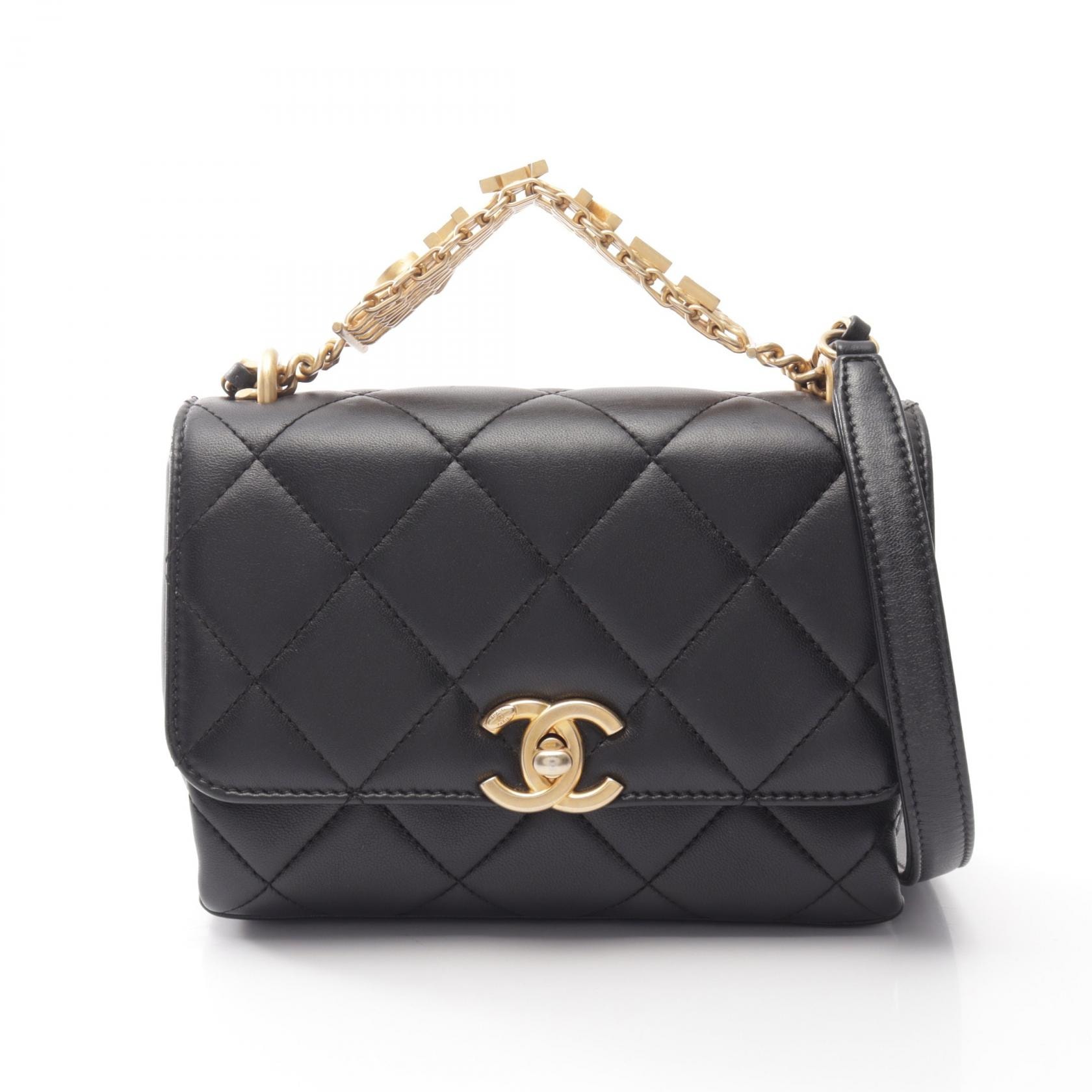 シャネル CHANEL マトラッセ ミニフラップ 2WAY ショルダーバッグ バッグ ラムスキン(羊革) レディース ブラック系 AS3241 【中古】