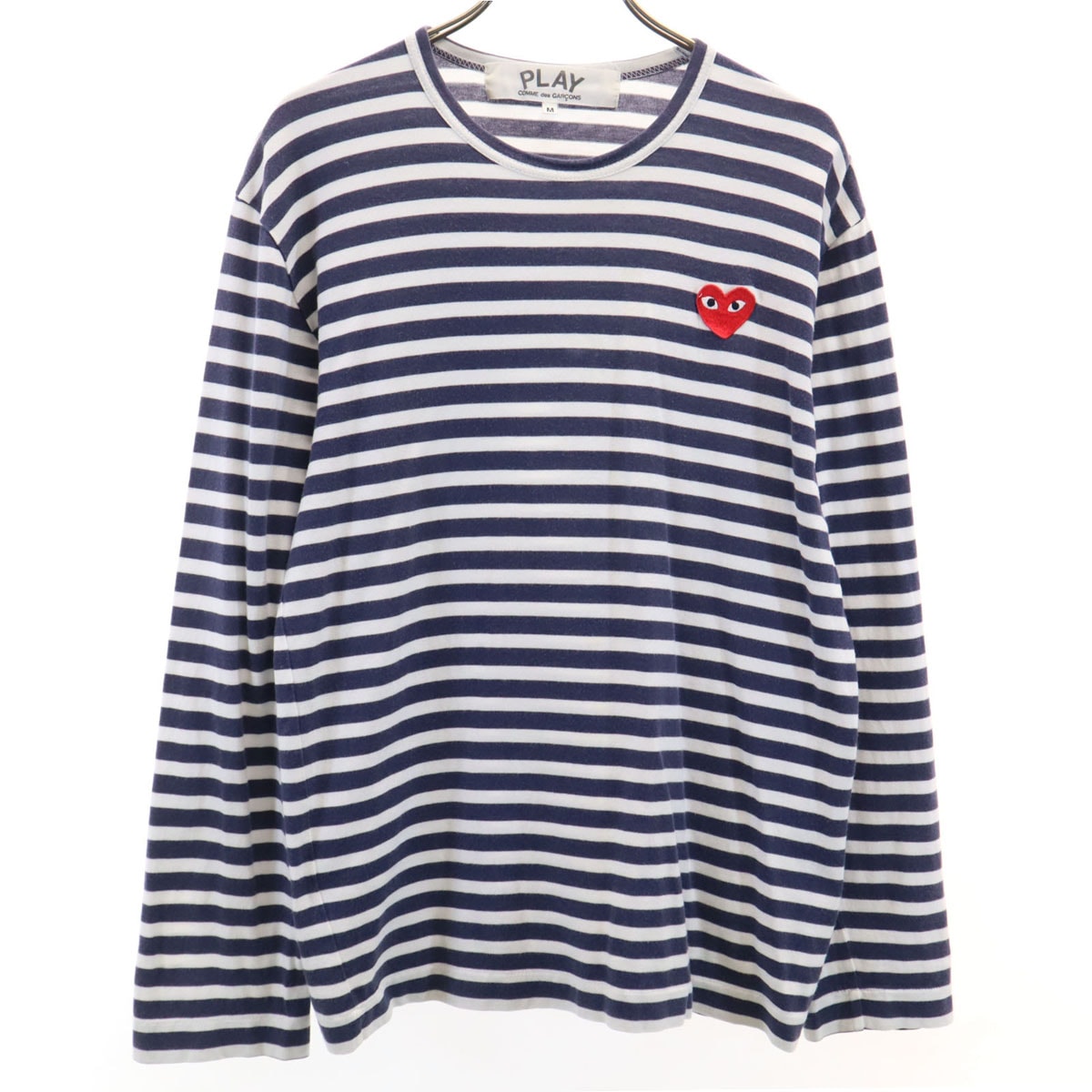 PLAY COMME des GARCONS プレイコムデギャルソン 日本製 ボーダー柄 長袖 Tシャツ M ネイビー ロンT