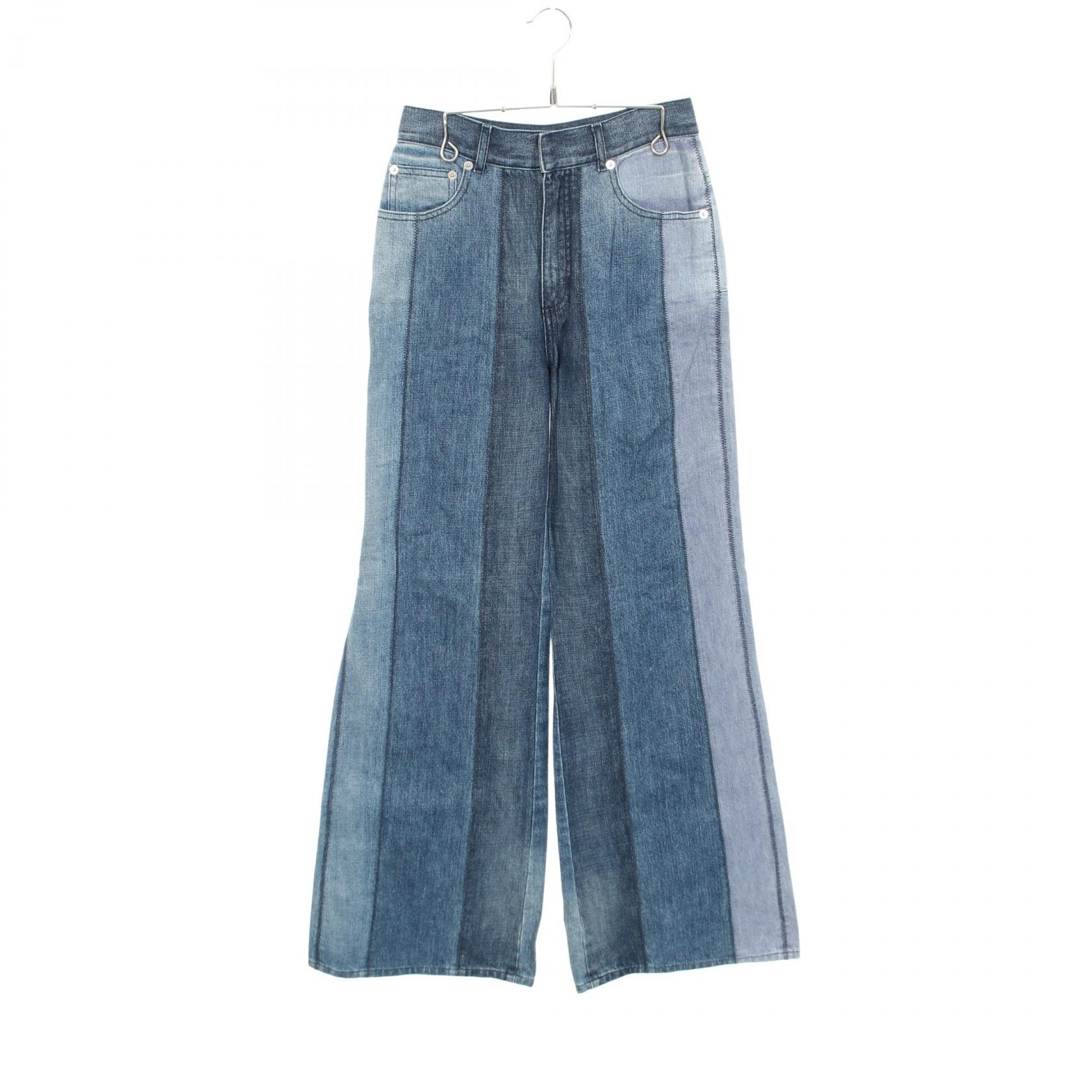 ディオール Dior ワイド デニムパンツ 衣料品 ボトムス コットン レディース ネイビー系 【中古】