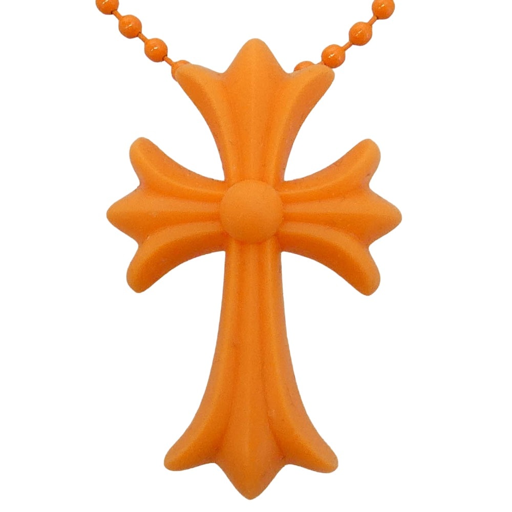 Chrome Hearts Rubber Small CH Cross Silicon Necklace "Orange"
