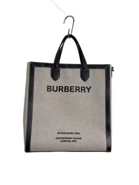 Burberry Horse Ferry Print Canvas & Leather Tote "Black"