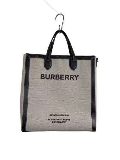 Burberry Horse Ferry Print Canvas & Leather Tote "Black"