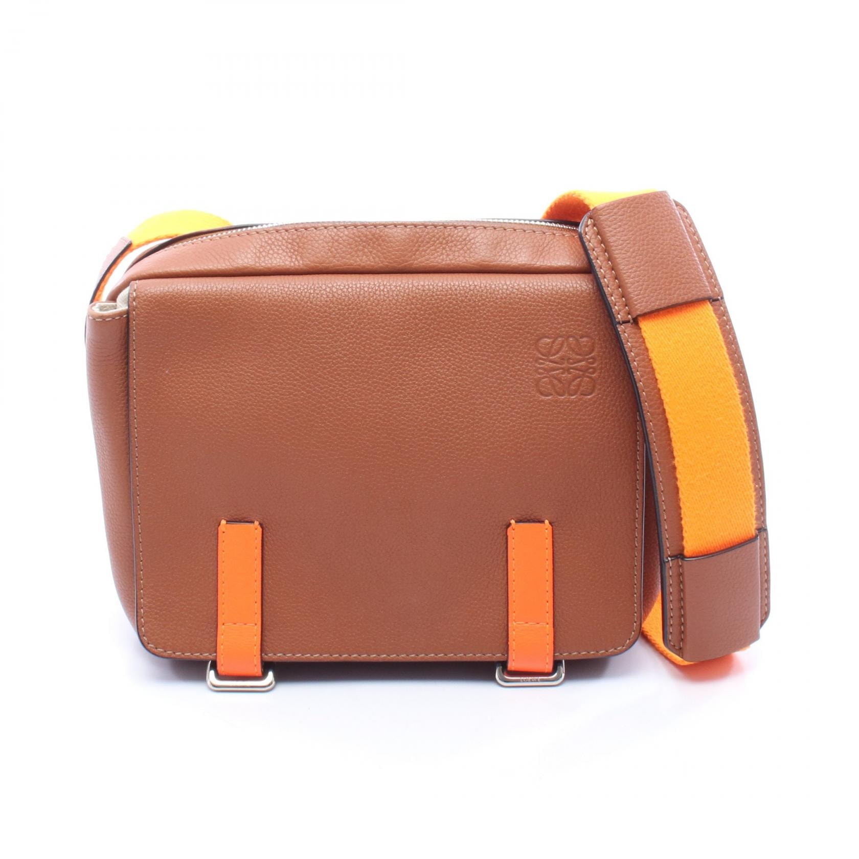 ロエベ LOEWE ミリタリー メッセンジャーバッグ XS ショルダーバッグ バッグ レザー メンズ ブラウン系 / オレンジ系 【中古】