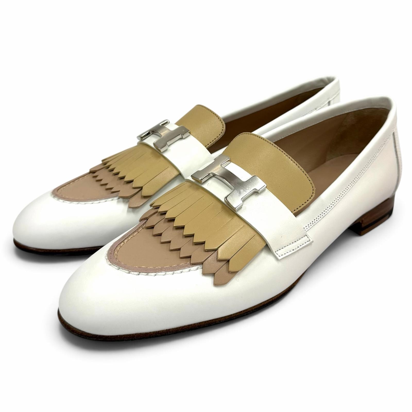 未使用品 エルメス ローファー モカシン ロワイヤル ホワイト レディース 37