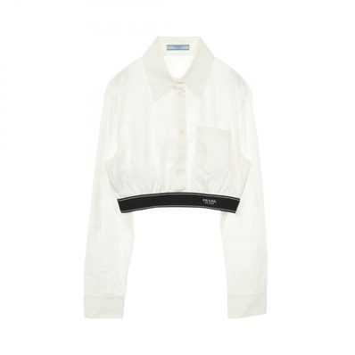 プラダ PRADA ポプリンストレッチ 衣料品 トップス コットン レディース ホワイト系 【中古】