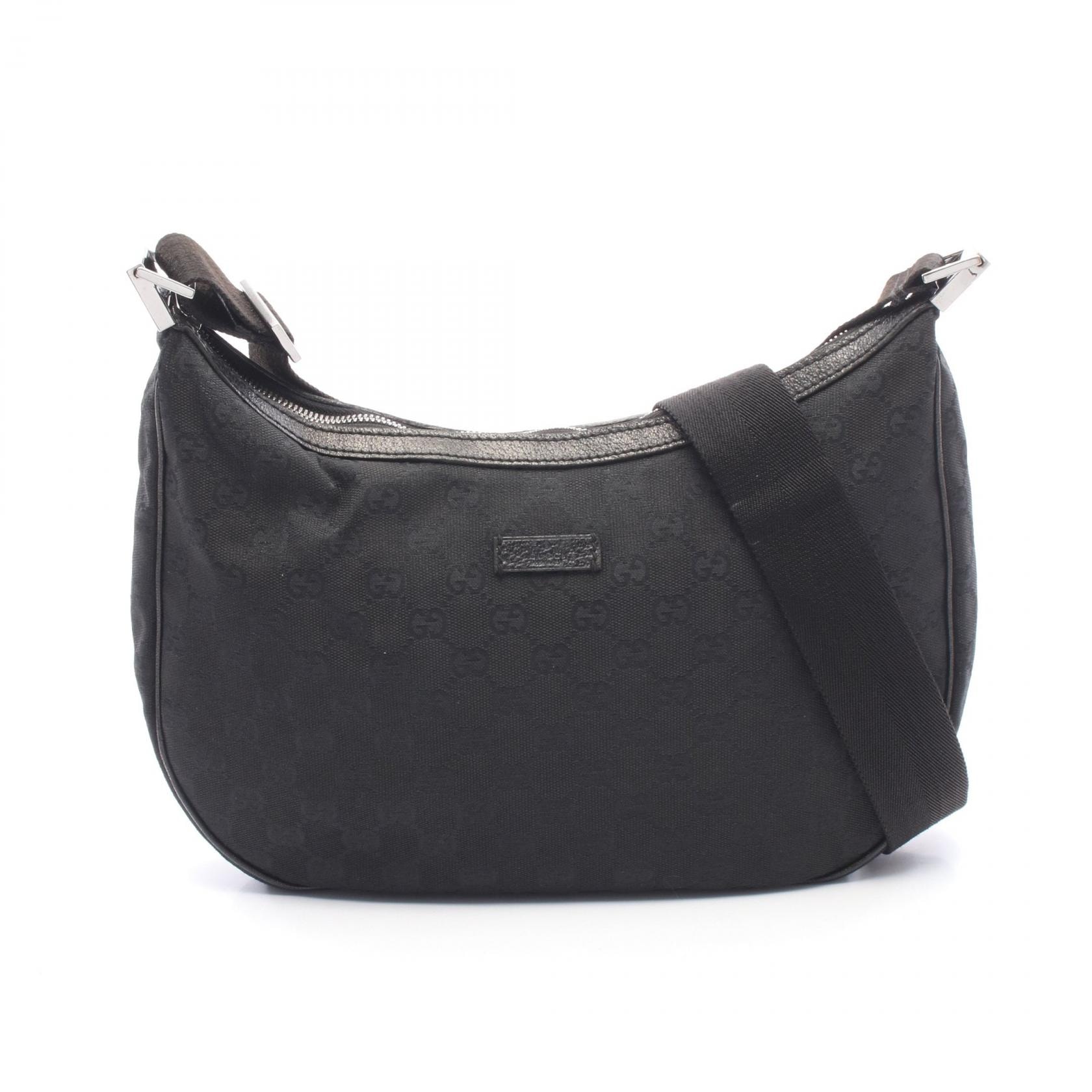 グッチ GUCCI GGキャンバス ショルダーバッグ バッグ キャンバス レザー レディース ブラック系 122790 【中古】
