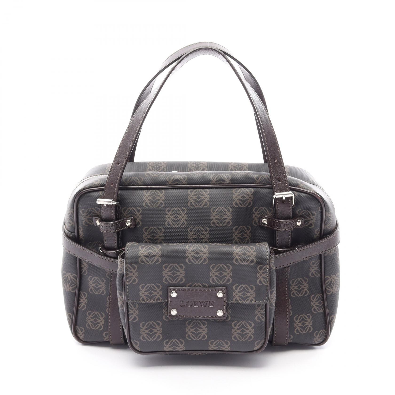 ロエベ LOEWE アナグラム ハンドバッグ バッグ PVCコーティングキャンバス レザー レディース ブラック系 / ブラウン系 【中古】