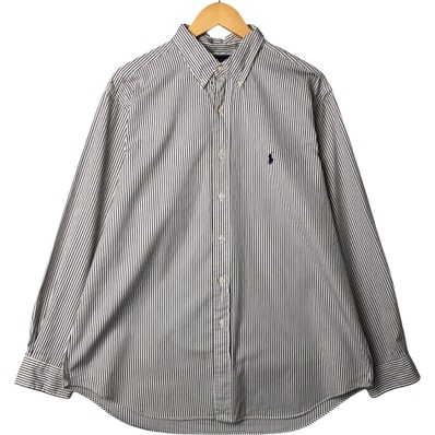 古着 ラルフローレン Ralph Lauren CLASSIC FIT クラシックフィット 長袖 ボタンダウンストライプシャツ メンズXL相当/eaa563150