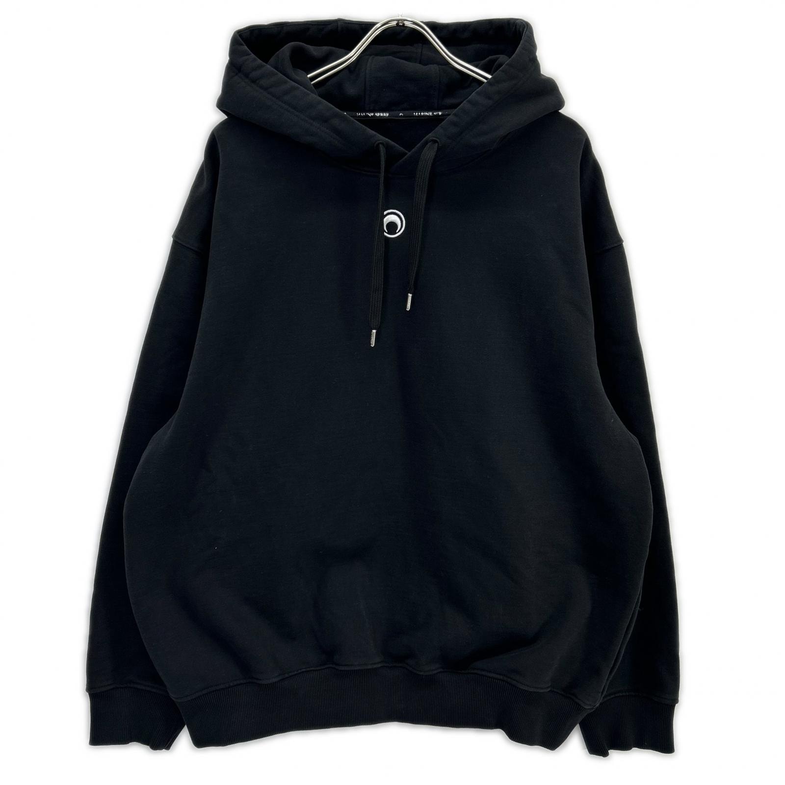 マリーンセル ブラック MST015A ムーンロゴ フリースフーディ XXL