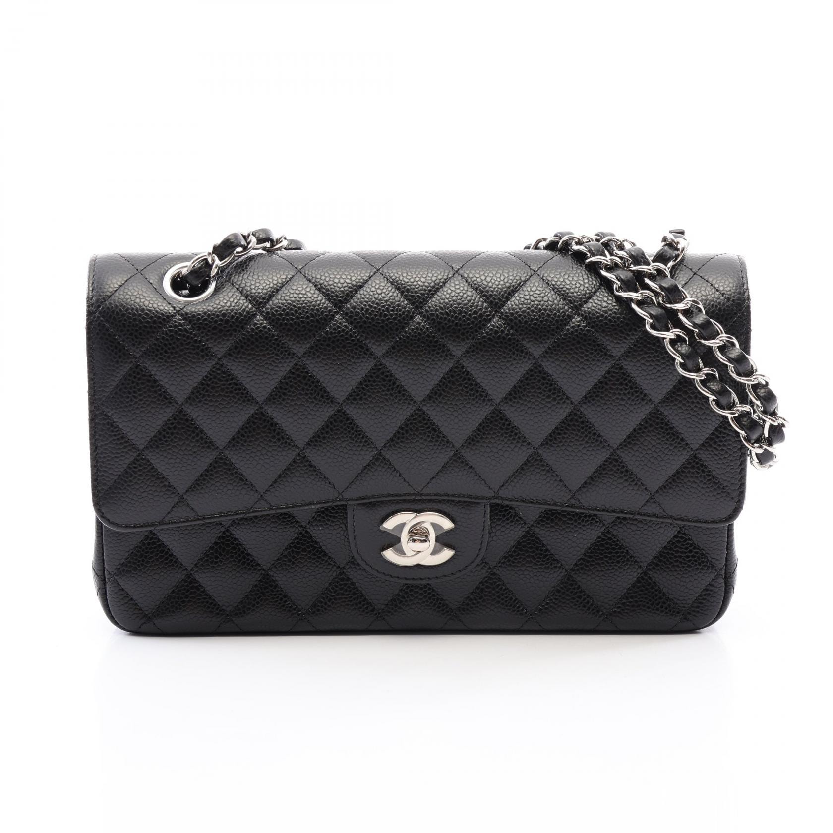 シャネル CHANEL マトラッセ Wフラップ ショルダーバッグ バッグ キャビアスキン(グレインドカーフ) レディース ブラック系 【中古】