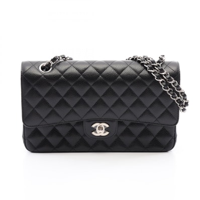 シャネル CHANEL マトラッセ Wフラップ ショルダーバッグ バッグ キャビアスキン(グレインドカーフ) レディース ブラック系 【中古】