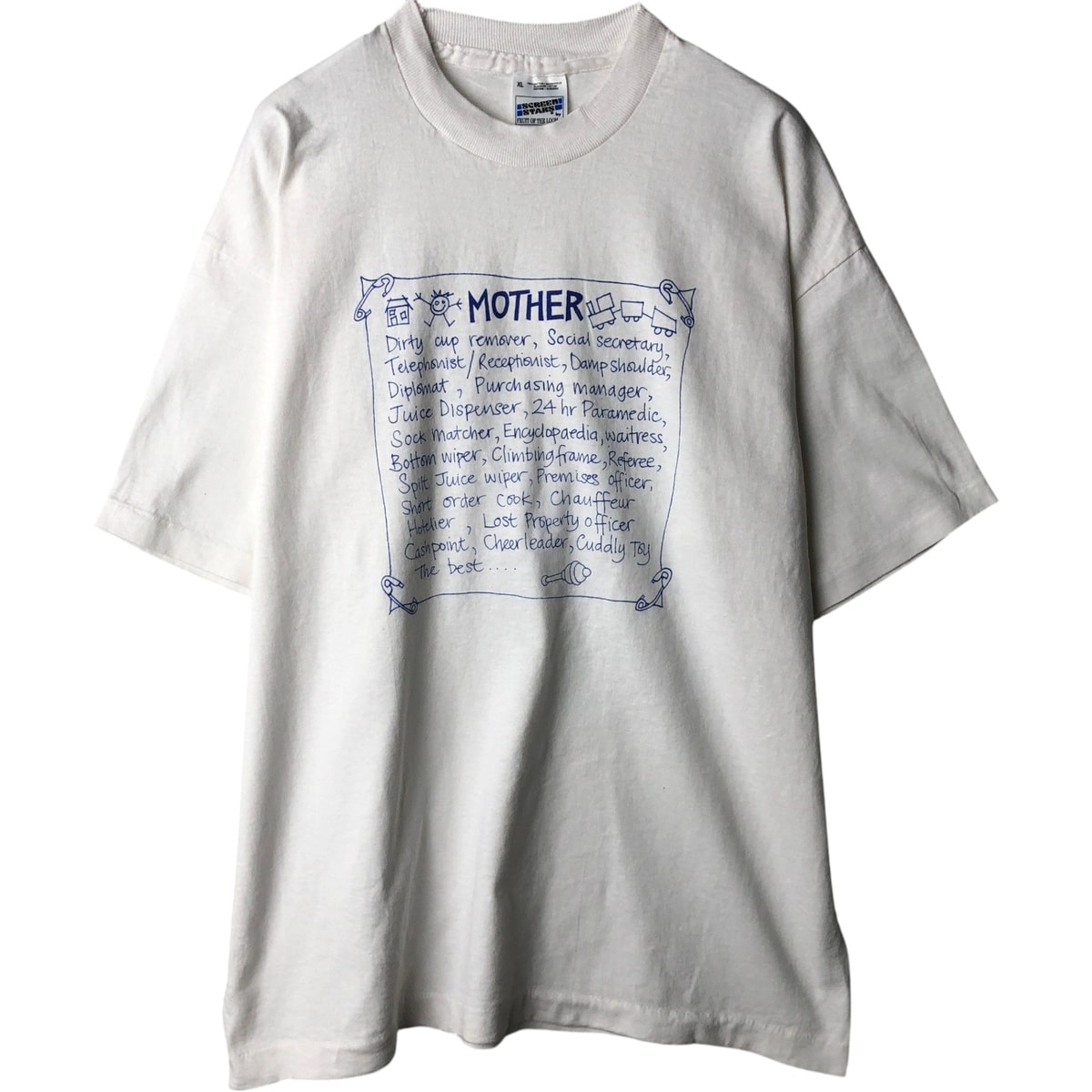 D (傷や汚れあり)】90S BEST USA製 ブーツ 刺繍 クルーネック Tシャツ