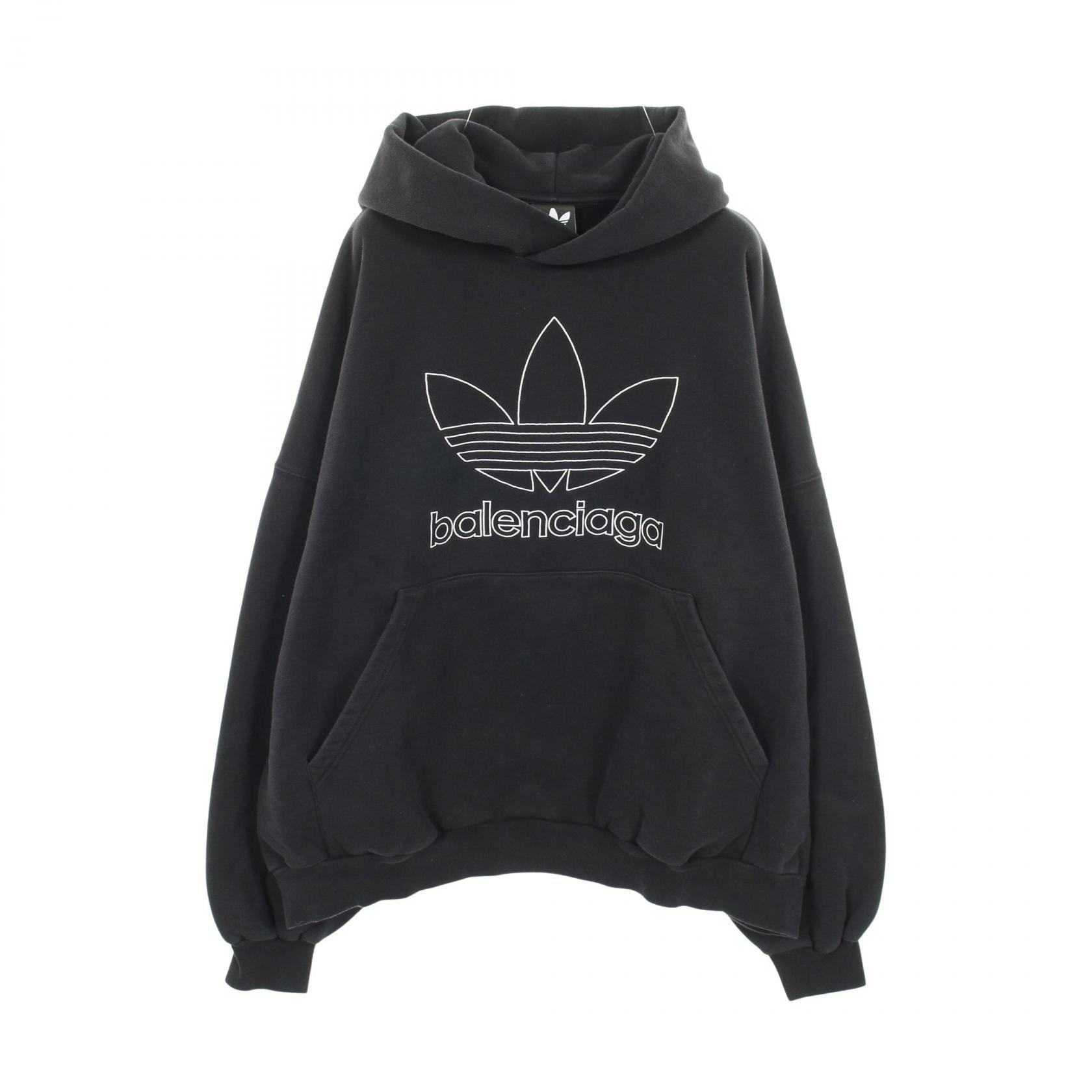 バレンシアガ BALENCIAGA BALENCIAGA × adidas オーバーサイズフーディ パーカー 衣料品 トップス コットン メンズ ブラック系 【中古】