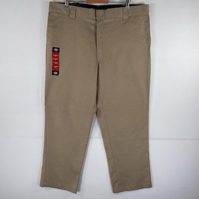 古着 美品 ディッキーズ Dickies ワークパンツ 874 デッドストック タグ付き 大きいサイズ ストレート ワンポイント w42 L30 ベージュ系 メンズ