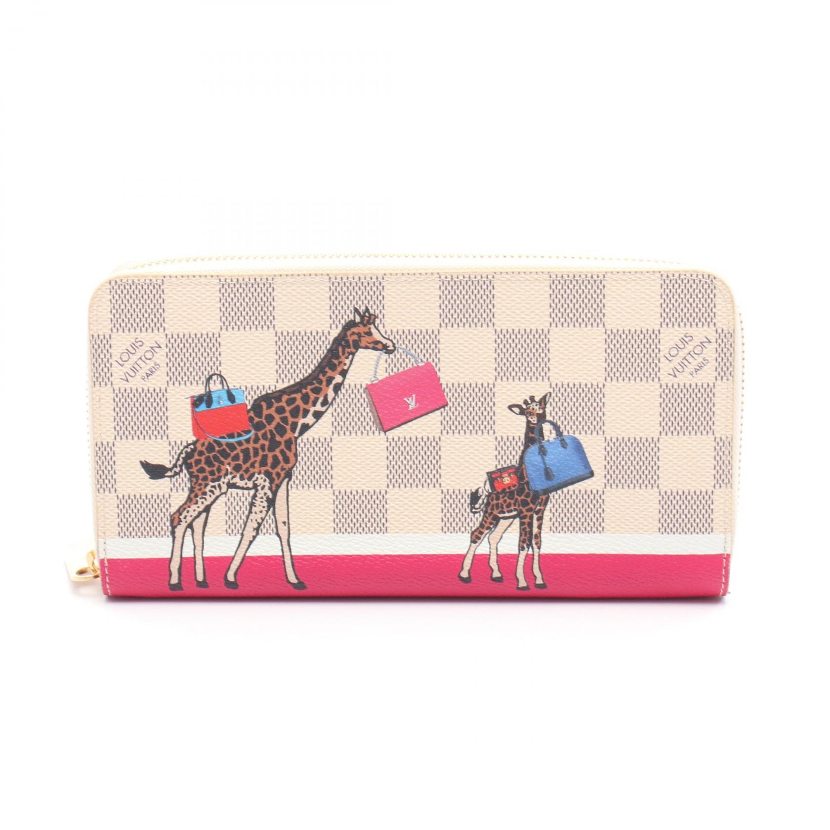 ルイ・ヴィトン LOUIS VUITTON ジッピーウォレット ラウンド長財布 財布 PVCコーティングキャンバス PVC ダミエ・アズール レディース ホワイト系 / マルチカラー N60058 【中古】