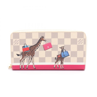 ルイ・ヴィトン LOUIS VUITTON ジッピーウォレット ラウンド長財布 財布 PVCコーティングキャンバス PVC ダミエ・アズール レディース ホワイト系 / マルチカラー N60058 【中古】