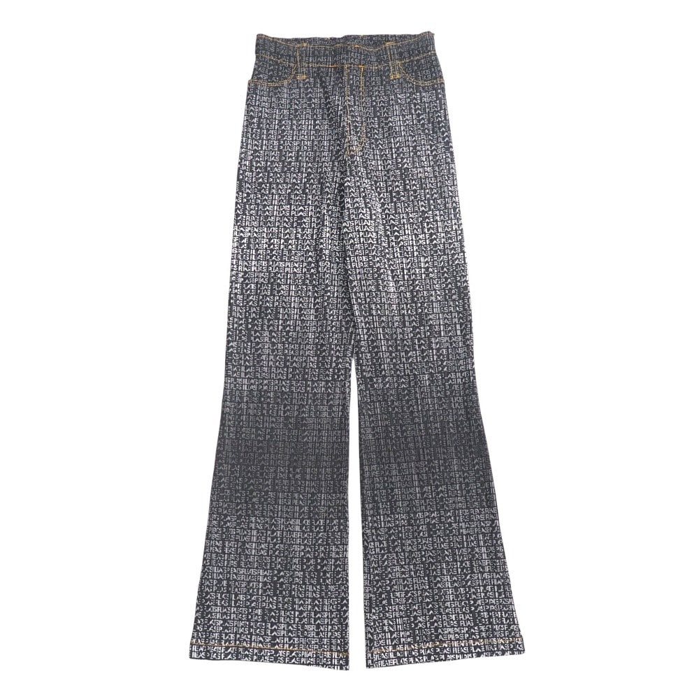 ■美品■PLEATS PLEASE ISSEY MIYAKE プリーツプリーズ イッセイミヤケ パンツ サイズ1 プリーツ ロゴ 総柄 フレアパンツ ブランド古着【中古】20250613/RA5120