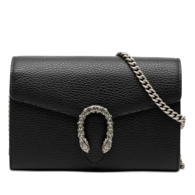 グッチ ディオニュソス 斜め掛け チェーンウォレット ショルダーバッグ 401231 ブラック レザー レディース GUCCI 【中古】