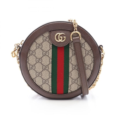 グッチ GUCCI オフィディア ミニ シェリーライン GGスプリーム ショルダーバッグ バッグ PVCコーティングキャンバス レザー レディース ベージュ系 / ブラウン系 / マルチカラー 550618 【中古】