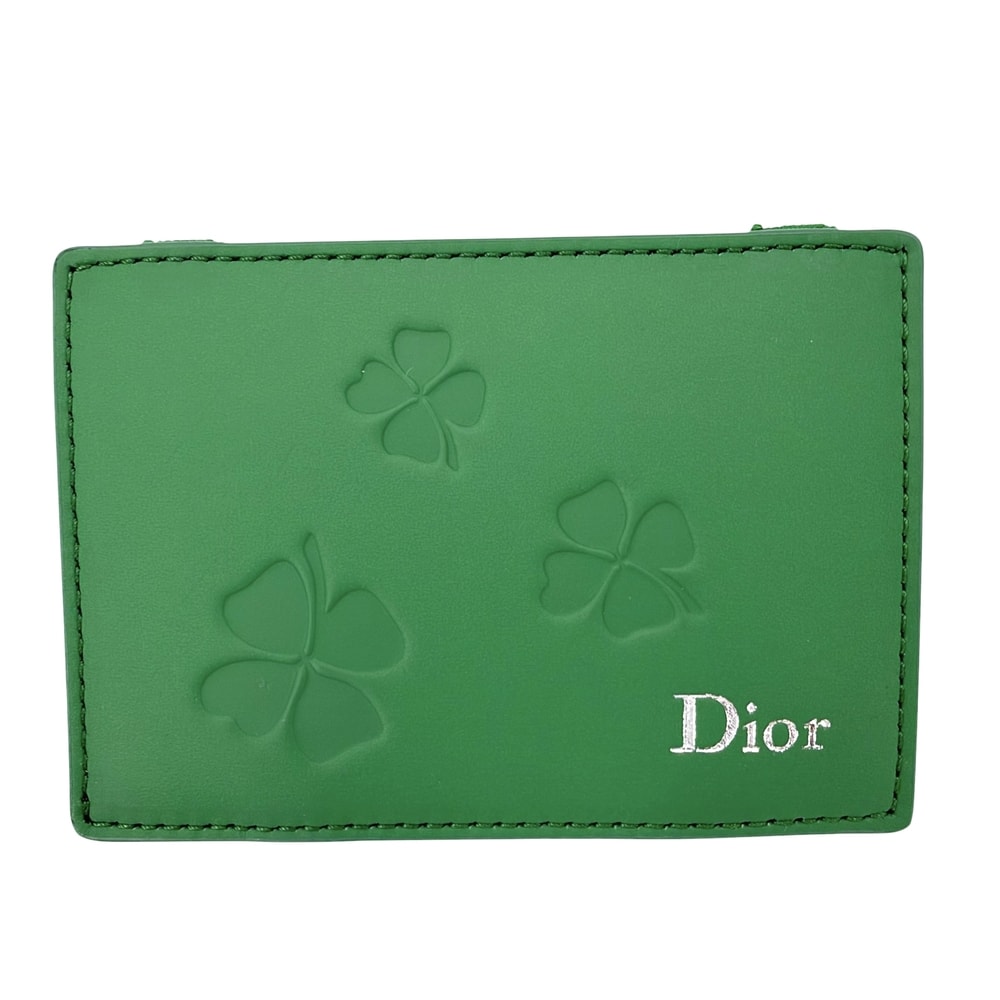 Dior ディオール カードケース クローバー マジックウォレット オブリーク パスケース 小物 2ESCH197TRF レザー    グリーン 緑 メンズ【中古品】