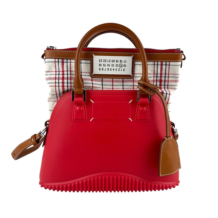 メゾンマルジェラ Maison Margiela ハンドバッグ ショルダーバッグ 5AC ミニ ラバー/キャンバス レッド レディース【中古】 z6458