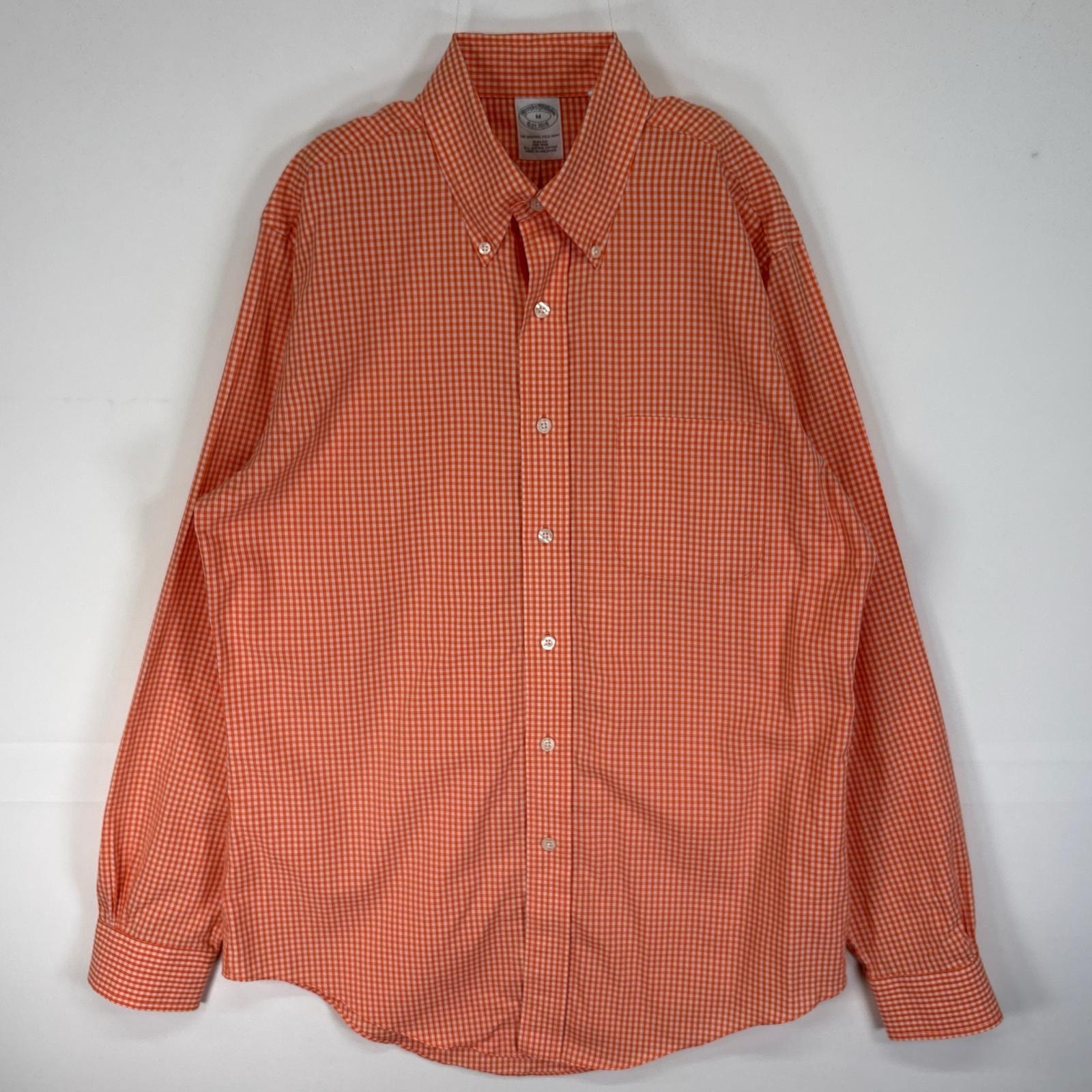 古着 ブルックスブラザーズ Brooks Brothers 長袖シャツ SLIM FIT ボタンダウン 胸ポケ M  オレンジ系 チェック メンズ