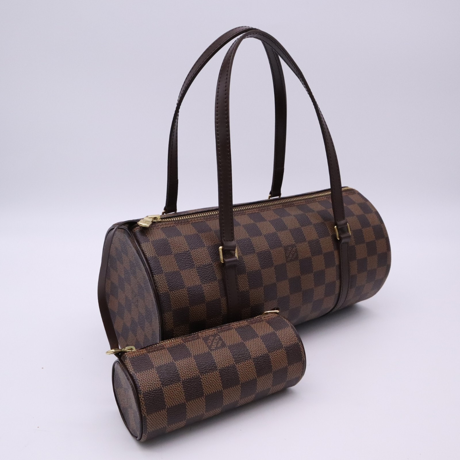 LOUIS VUITTON ルイ・ヴィトン ダミエ パピヨン N51303 ハンドバッグ ブラウン ベージュ コーティングキャンバス レザー レディース