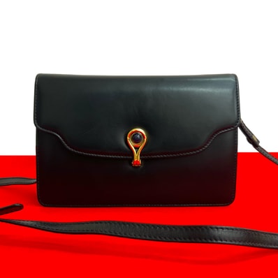 GUCCI グッチ カーフ レザー ショルダーバッグ ネイビー
12273