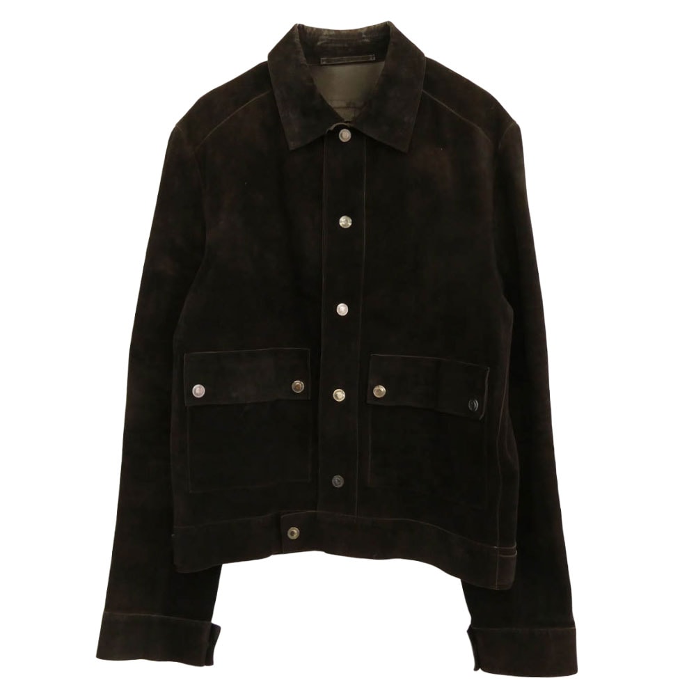 GUCCI グッチ ジャケット 339-2408-7575 スエード レザー トラッカー ジャケット ダークブラウン系 46【中古】
