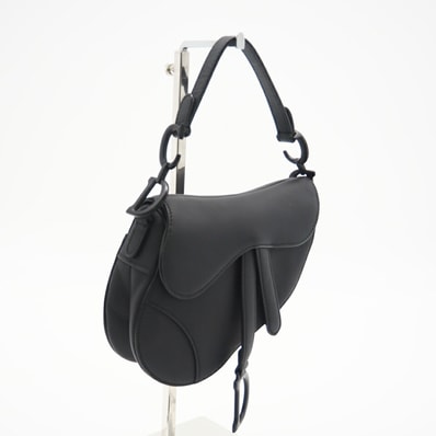 美品 Christian Dior クリスチャンディオール ウルトラマット カーフスキン サドル ハンドバッグ M0447SLLO_M989 ハンドバッグ ブラック カーフレザー レディース