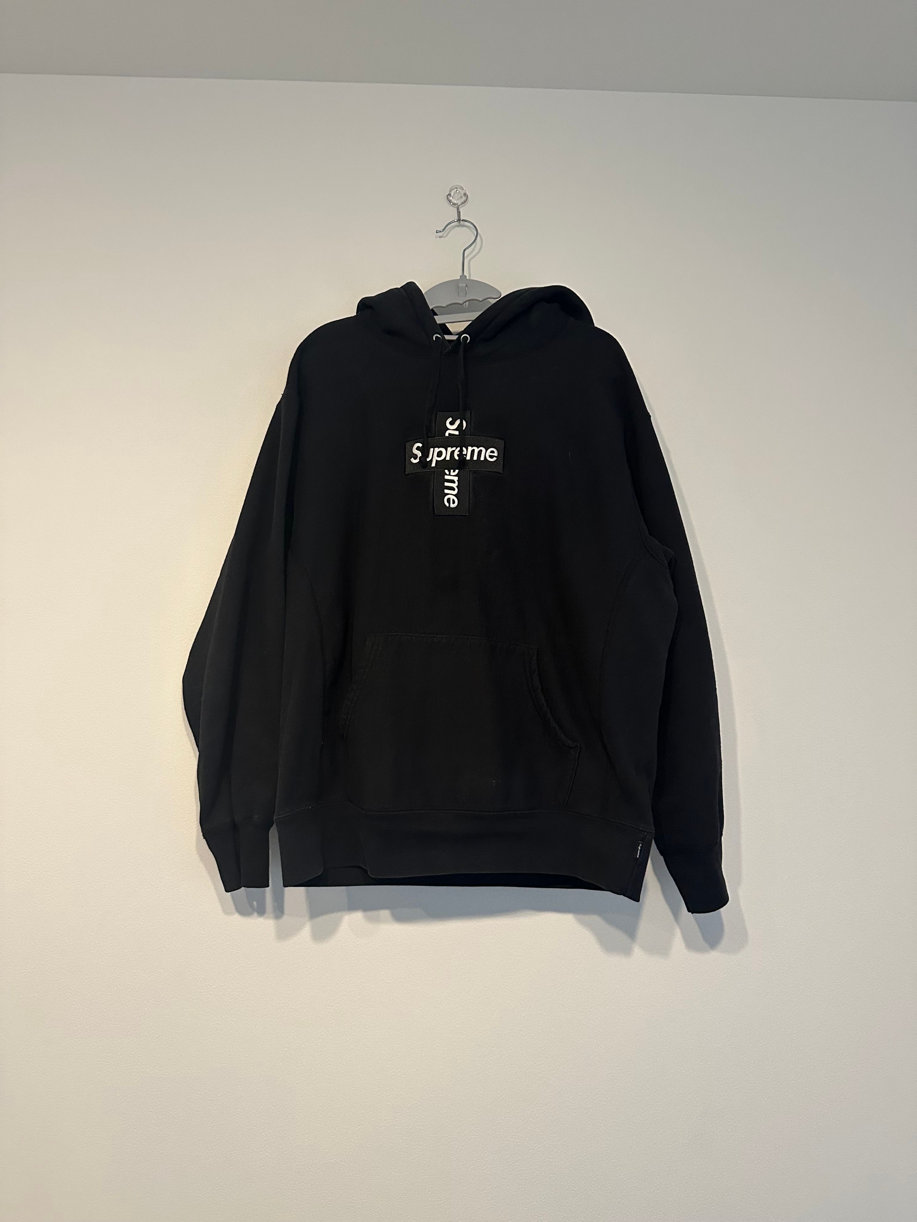Supreme Cross Box Logo Hooded Sweatshirt "Black"