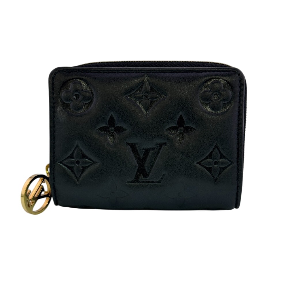 ルイヴィトン LOUIS VUITTON 二つ折り財布 クッサン ポルトフォイユ ルー コンパクトウォレット エンボス ロゴ M81599 ブラック