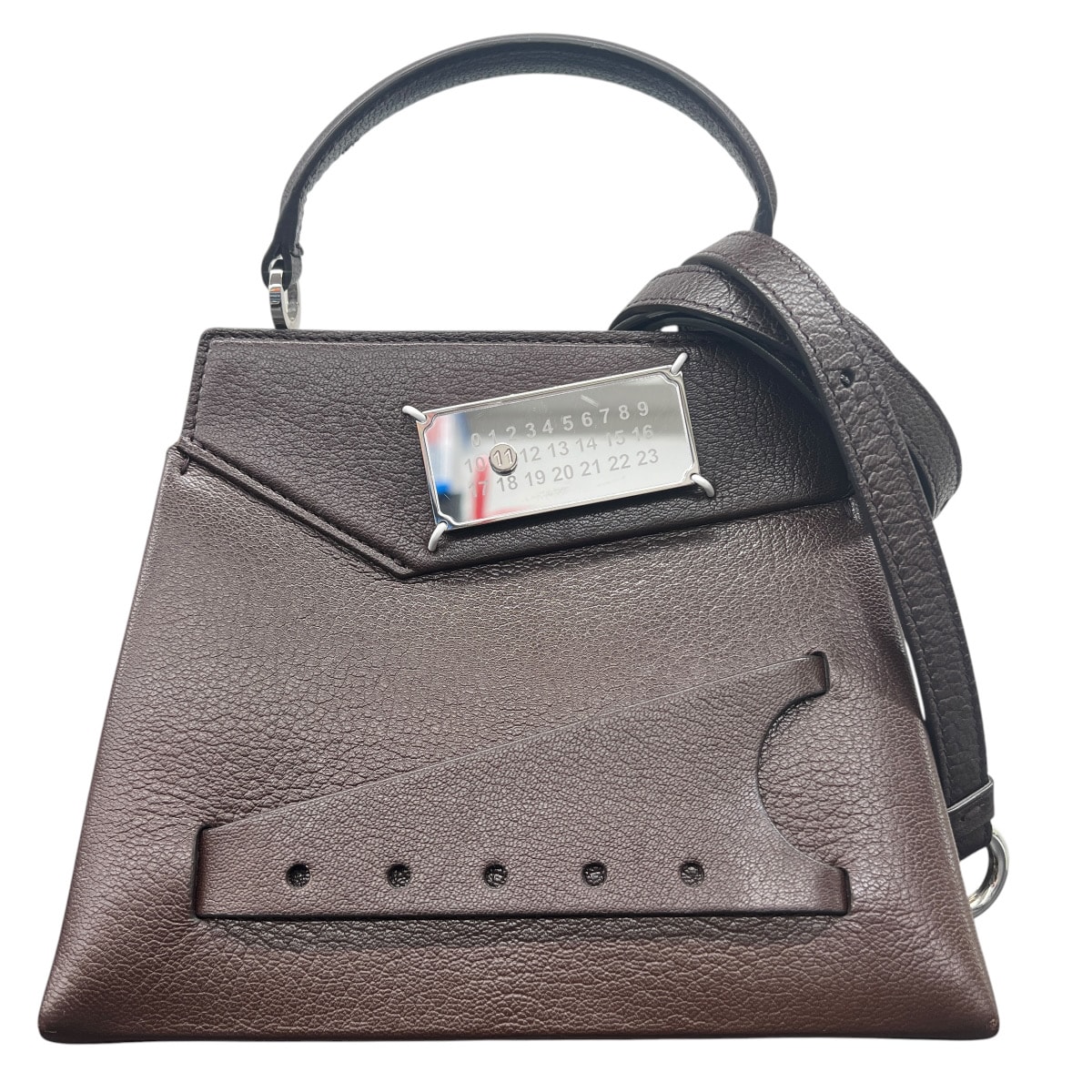 Maison Margiela 希少 極美品 メゾン マルジェラ SNATCHED HANDBAG SMALL スナッチド スモール 2way ハンドバッグ ショルダーバッグ S56WG0168 レザー ブラウン トップハンドル マルタン Aランク 鑑定済