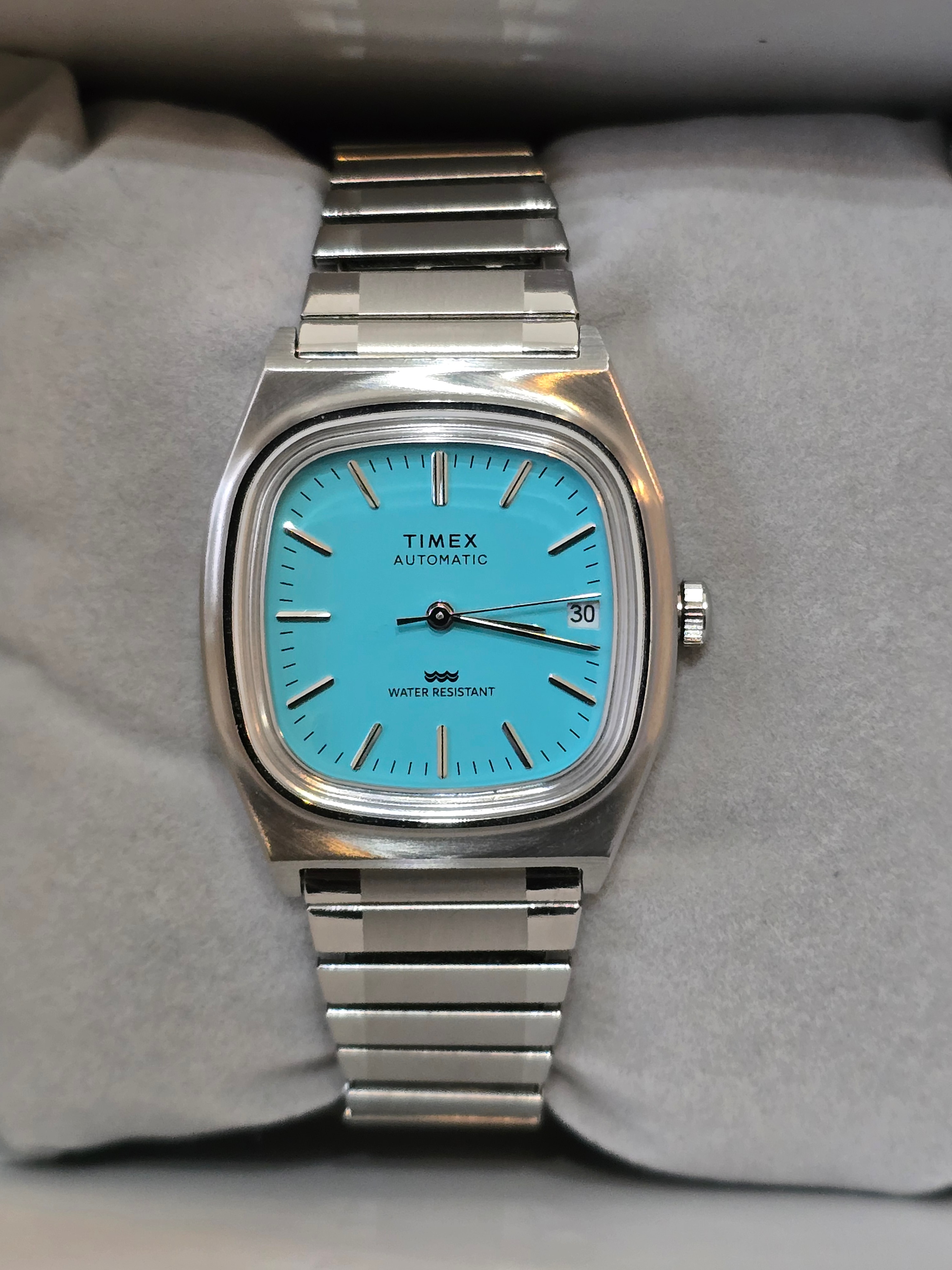 TIMEX REISSUE 1983 E-line "Silver/Tiffany Blue"
