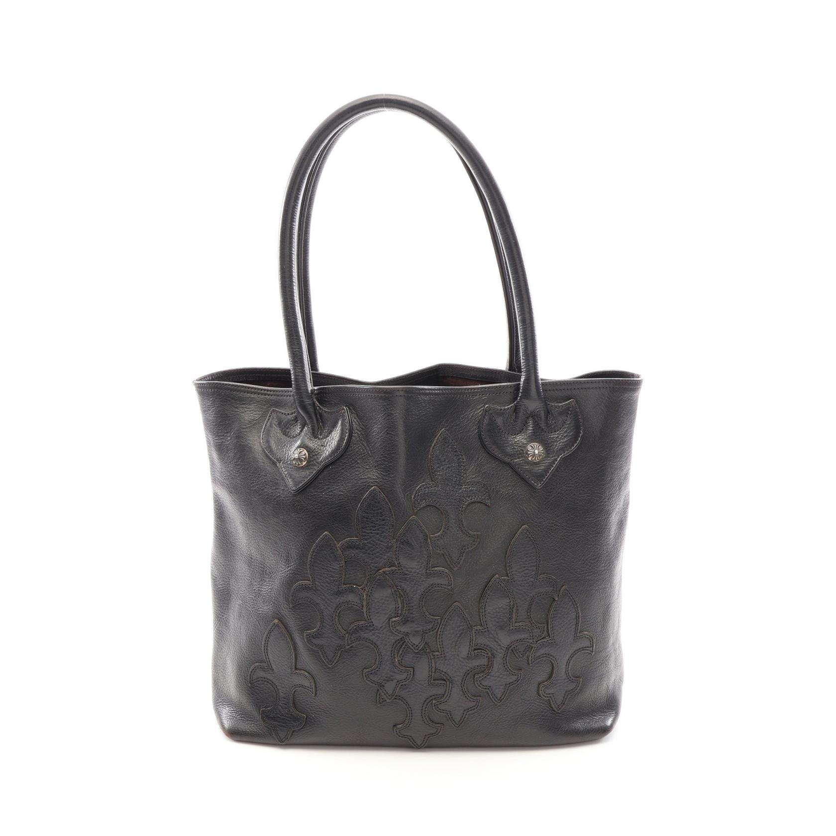クロムハーツ CHROME HEARTS FSトート クロスボール フレアニーパッチ トートバッグ バッグ レザー メンズ ブラック系 【中古】