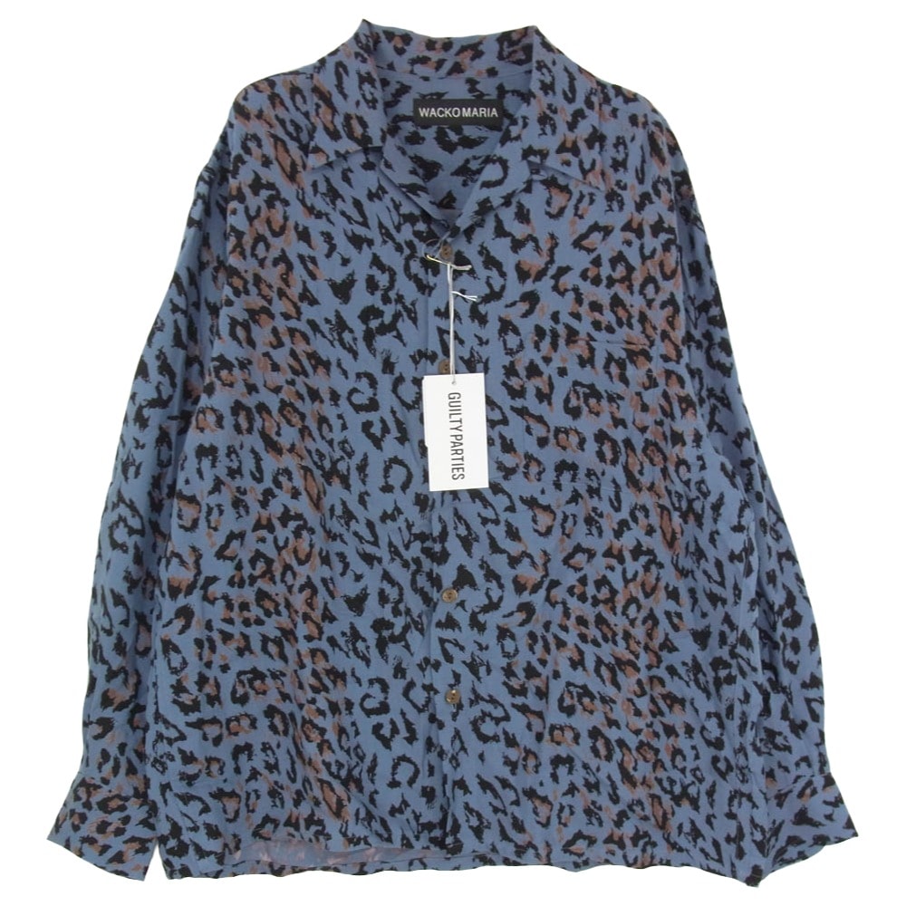 WACKO MARIA ワコマリア 25AW 25FW-WMS-HI03 HAWAIIAN SHIRT L/S レオパード ハワイアン オープンカラー 開襟 長袖 シャツ パープル系 M【美品】【中古】