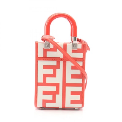 フェンディ FENDI サンシャインショッパー ミニ 2WAY ハンドバッグ バッグ レザー レディース レッド系 / ホワイト系 8BS051 【中古】