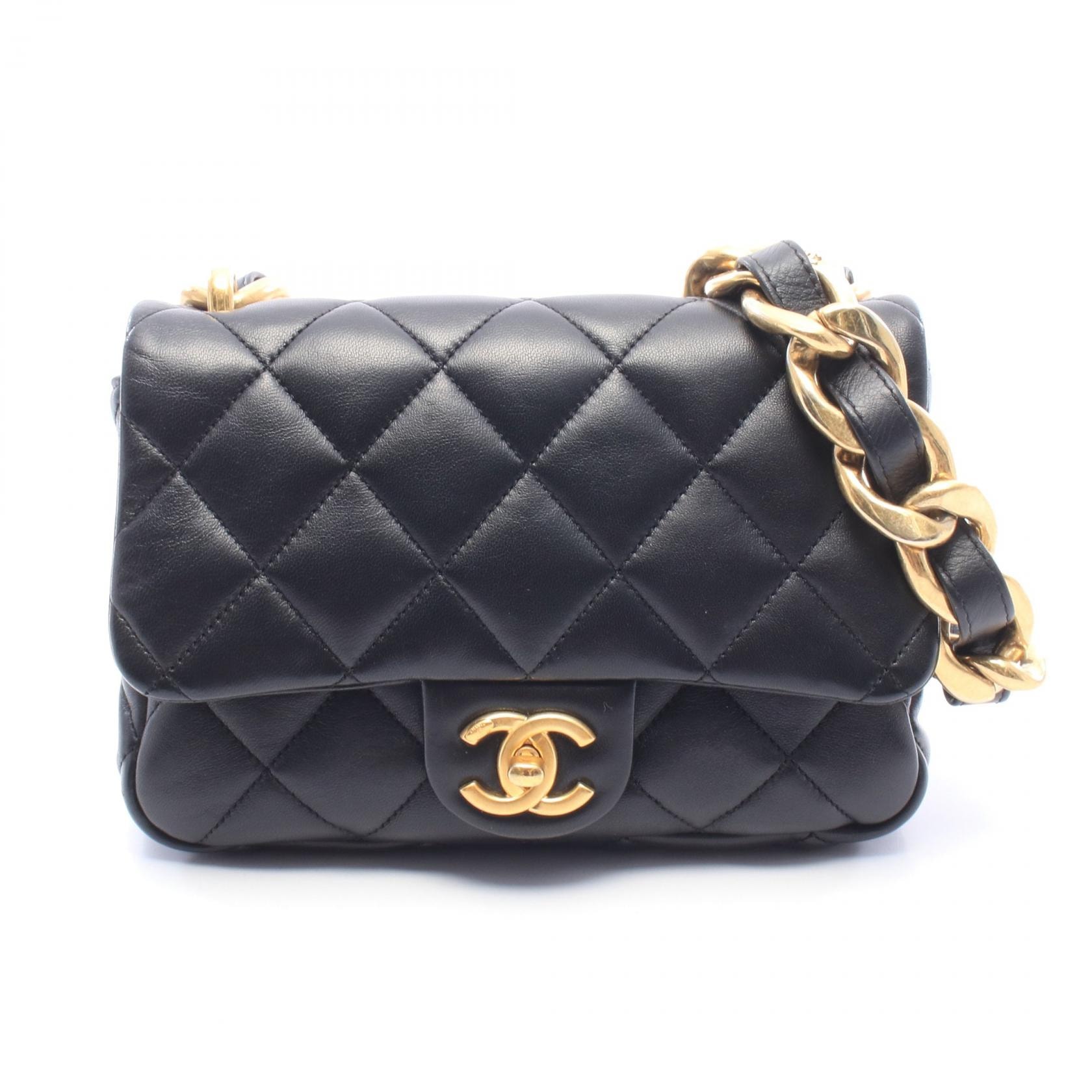 シャネル CHANEL マトラッセ スモールフラップバッグ ショルダーバッグ バッグ レザー レディース ブラック系 AS3214 【中古】
