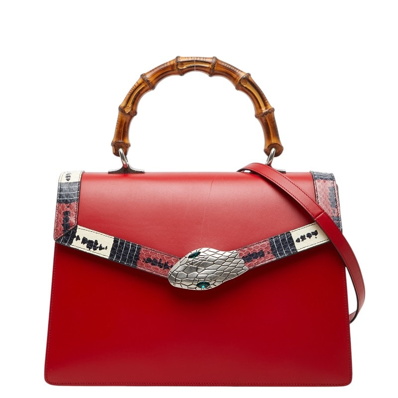 グッチ バンブー コーラルスネーク リリス ハンドバッグ ショルダーバッグ 2WAY 453750 レッド レザー レディース GUCCI 【中古】