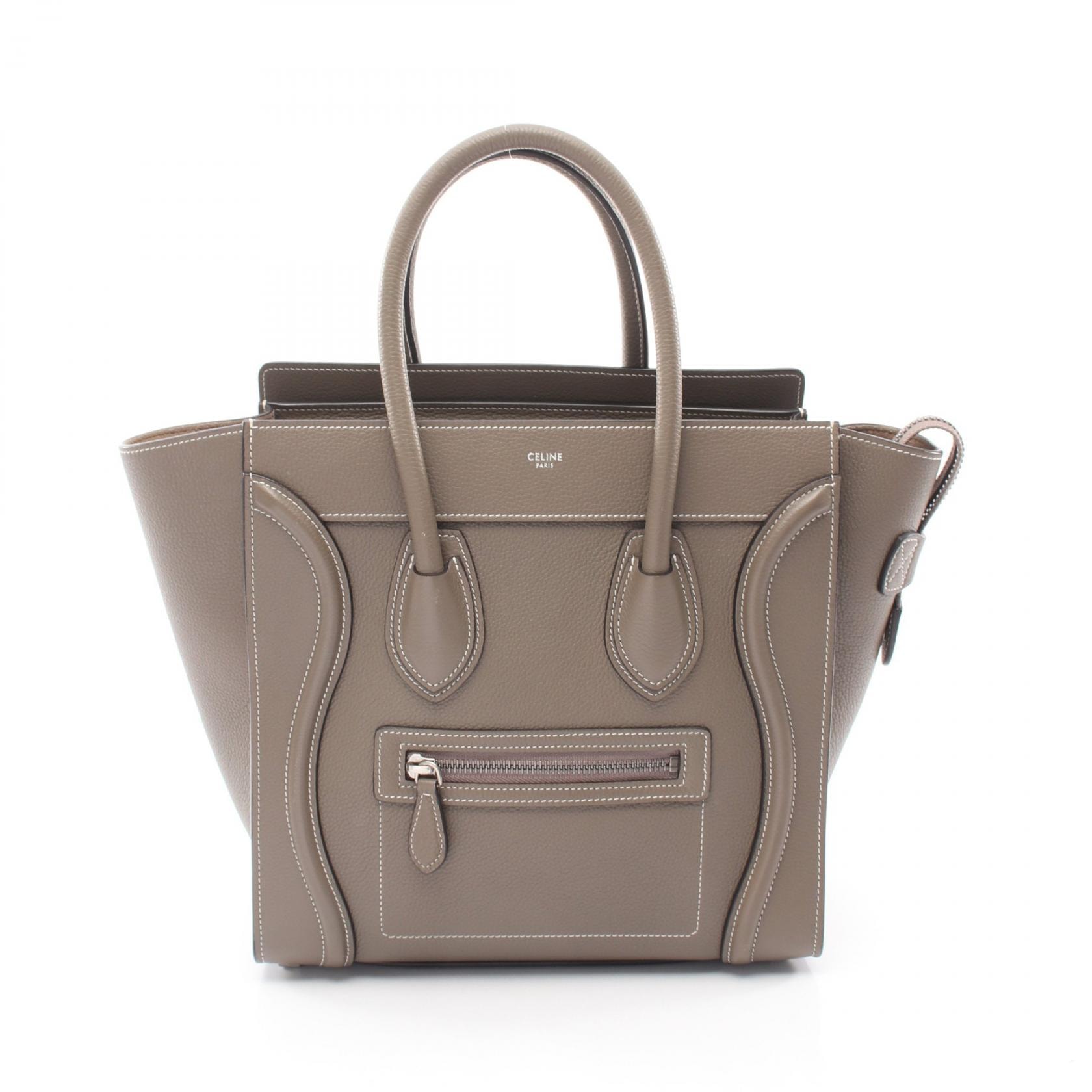 セリーヌ CELINE ラゲージ マイクロ ショッパー ハンドバッグ バッグ レザー レディース ベージュ系 189793 【中古】
