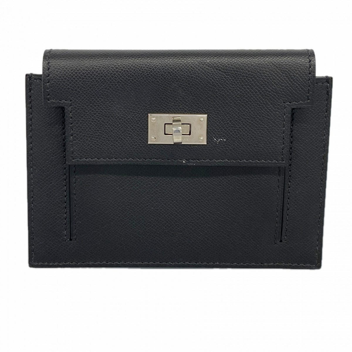 ★最終価格【6cd5321】エルメス コインケース ケリーポケットコンパクト ヴォーマダム ブラック シルバー金具 Z刻印【中古】レディース