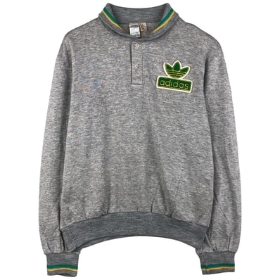 古着 70~80年代 アディダス adidas VENTEX社製 ATP 襟付き ハーフスナップ トレフォイルロゴ ロゴスウェットシャツ トレーナー フランス製 メンズM相当 ヴィンテージ/eaa480768