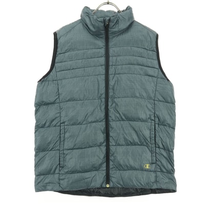 Champion チャンピオン ワンポイントロゴ 千鳥格子柄 ノースリーブ ダウンベスト M グレー